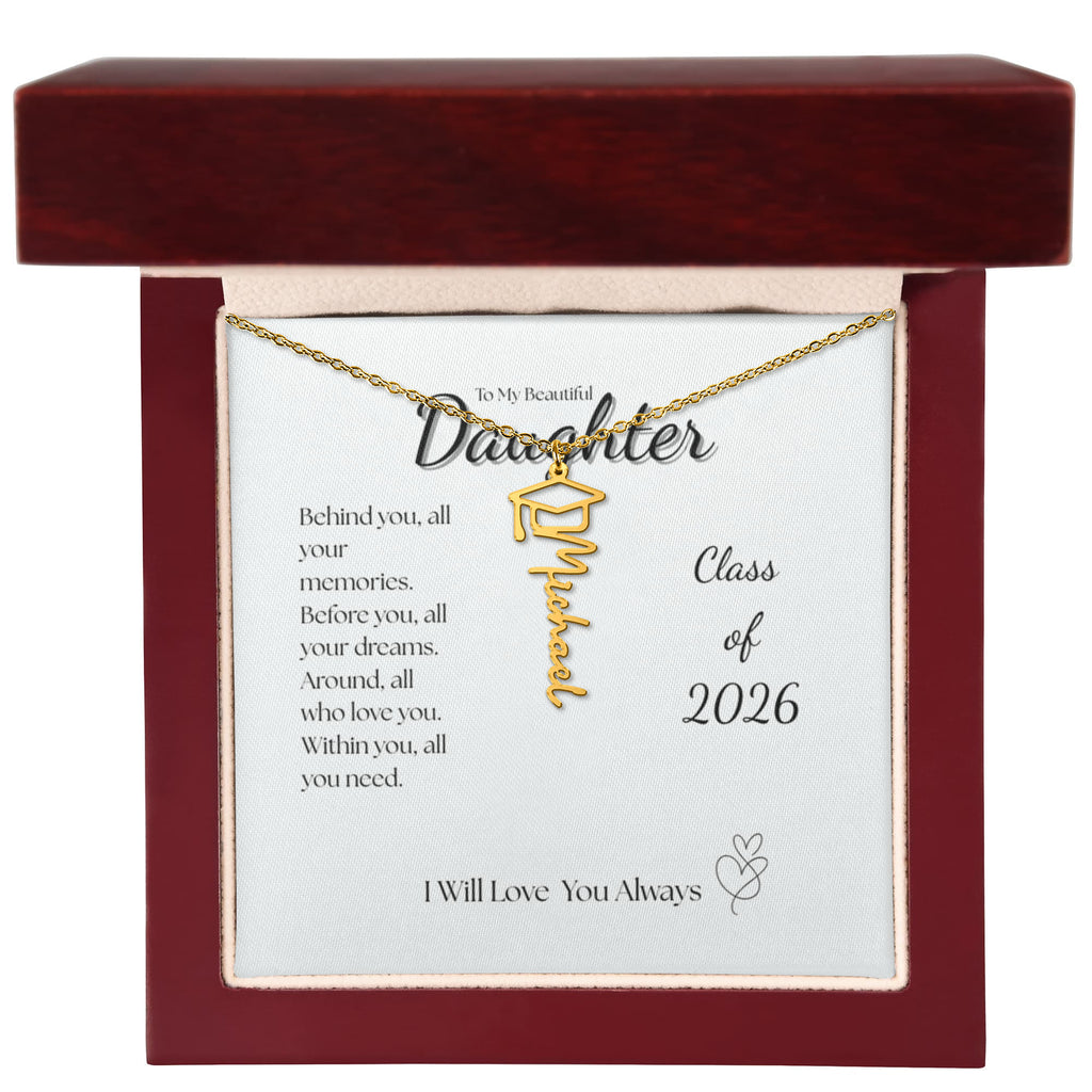 Graduation Cap Name Necklace