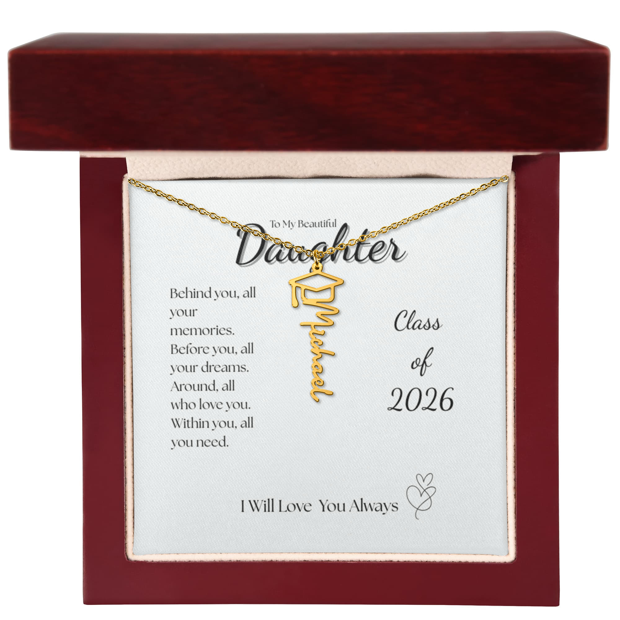 Graduation Cap Name Necklace
