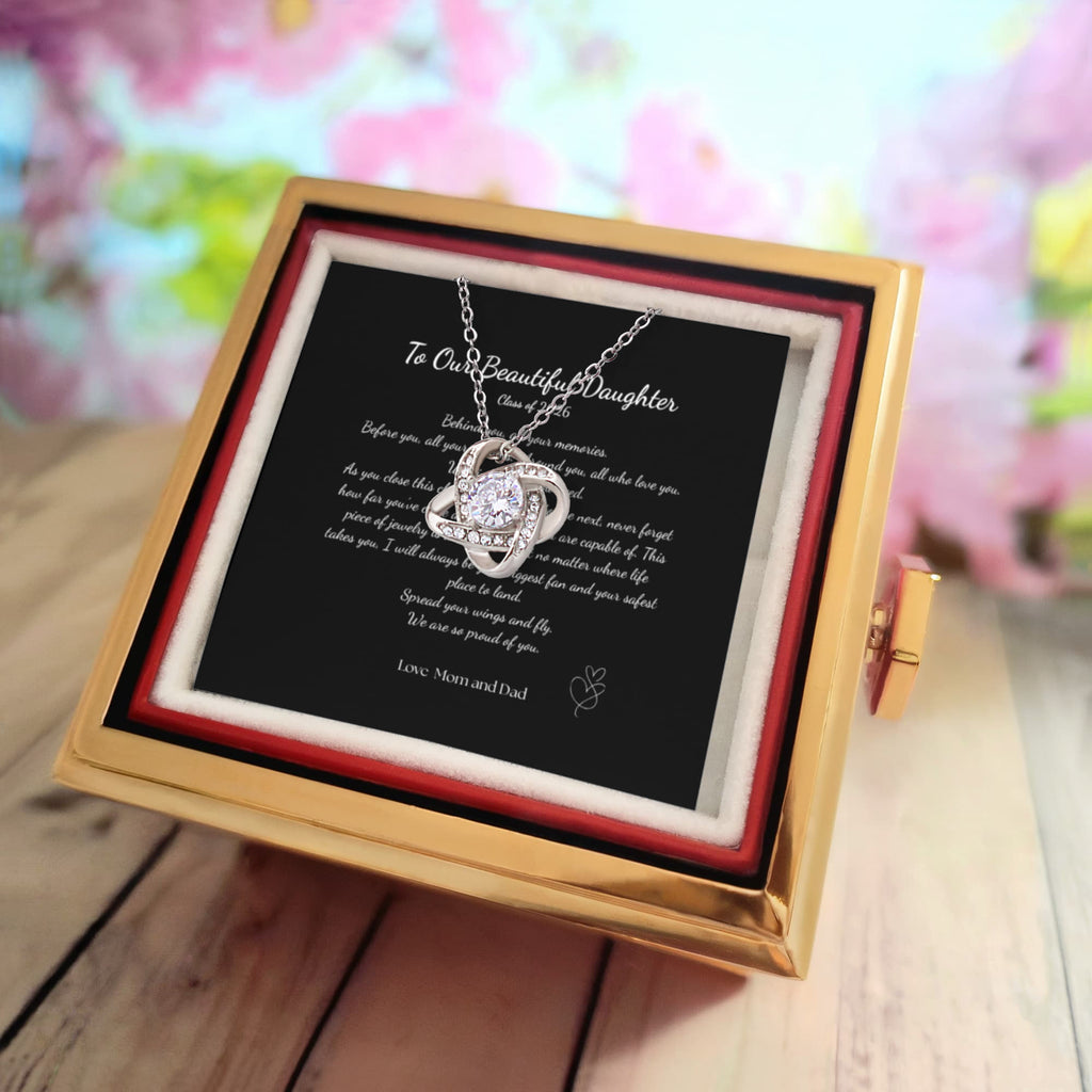 For Her - Graduation Rose Box Love Knot Necklace