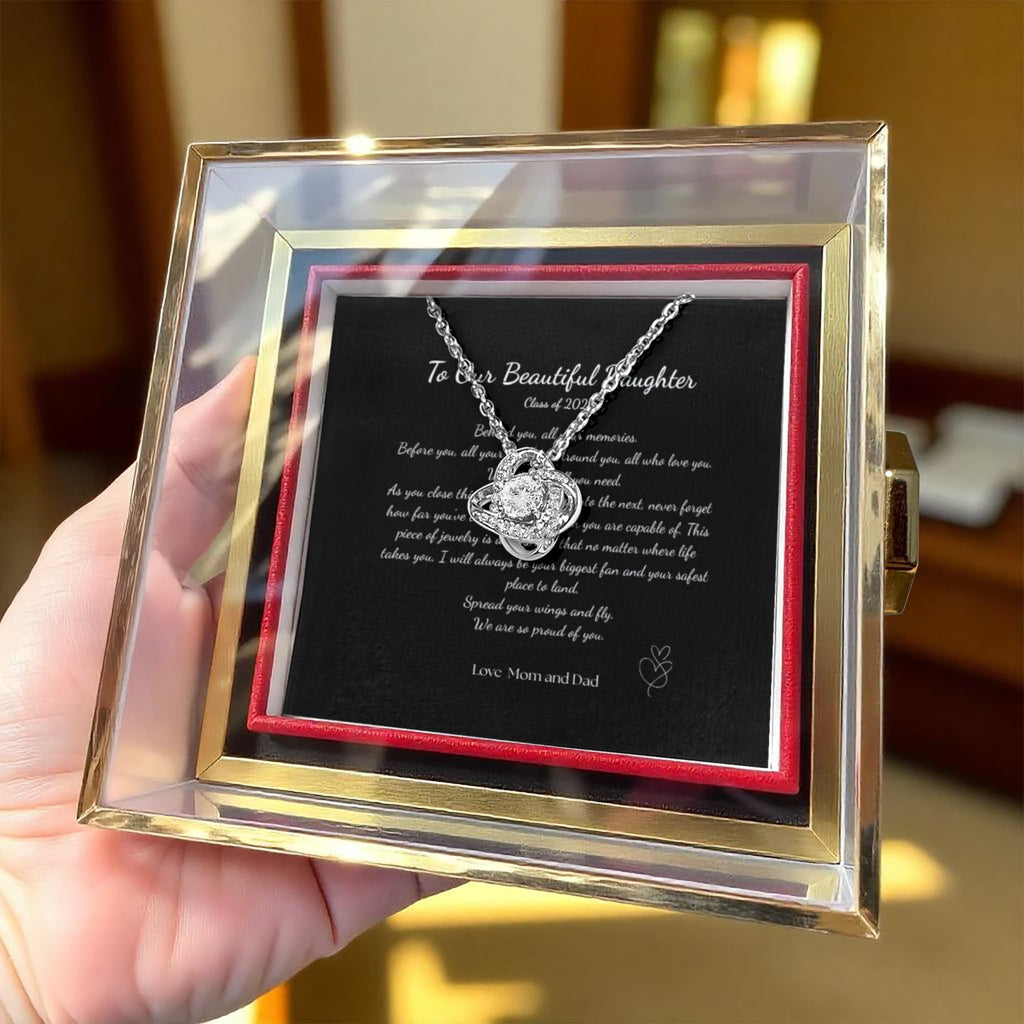 For Her - Graduation Rose Box Love Knot Necklace