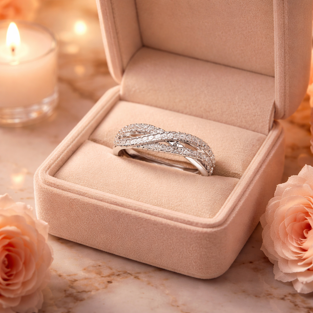 Heirloom Infinity Crossover Moissanite Ring