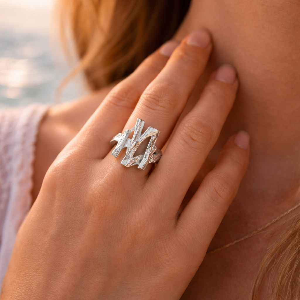 Heirloom Forest Sculpture Sterling Silver Ring