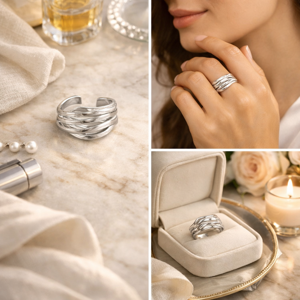 Heirloom Sterling Silver Wave Statement Ring