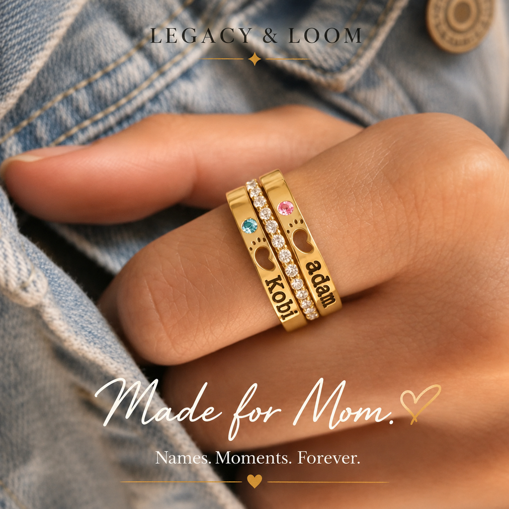 Personalized Birthstone Footprint Ring
