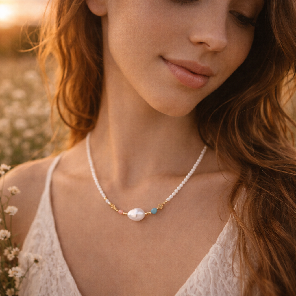 Heirloom Pearl  & Vermeil Garden Necklace