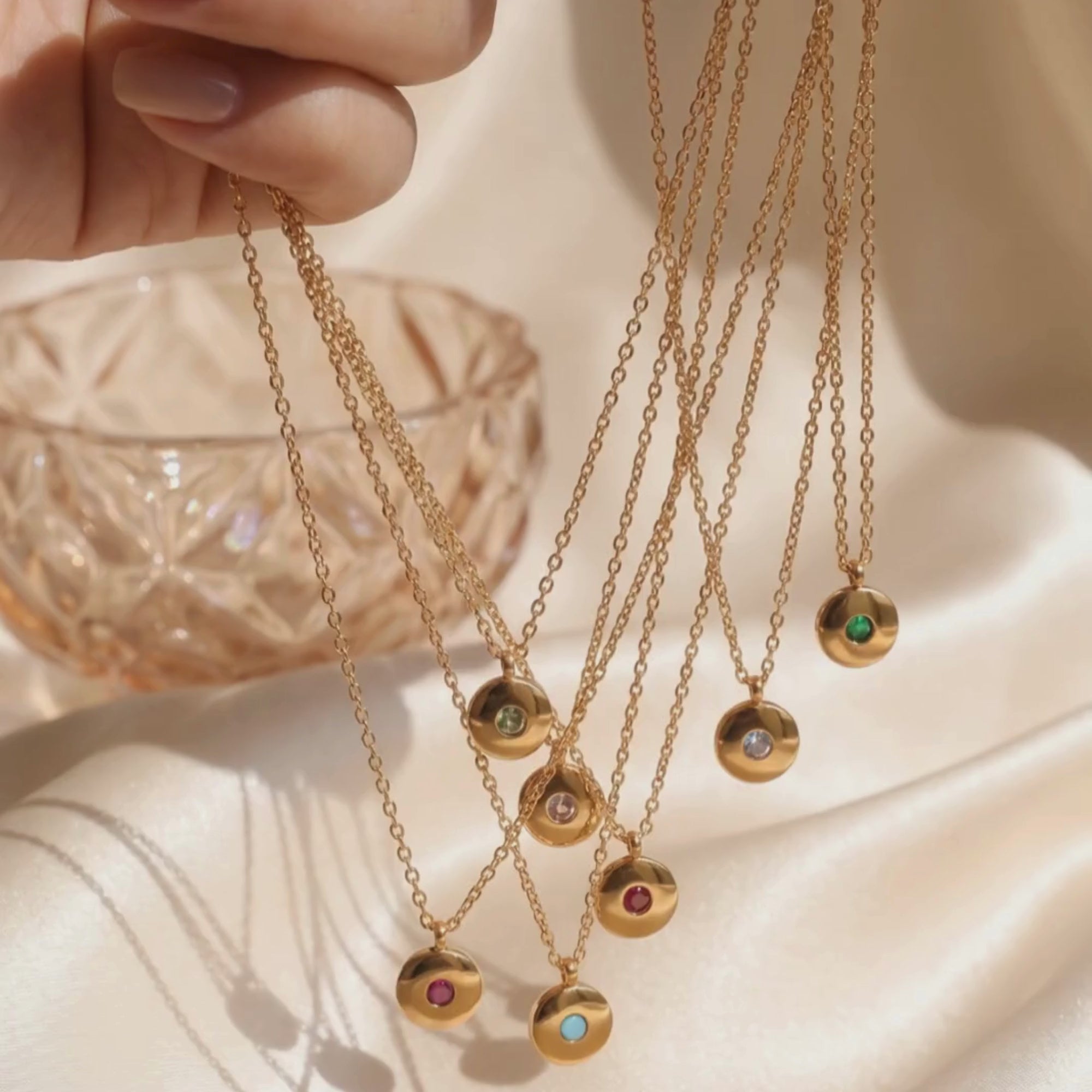 Birthstone Cat's Eye Pendant Necklace